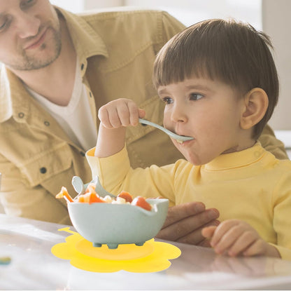 Anti-Slip Baby Bowl Mat Silicone Suction Pad for Feeding Yellow