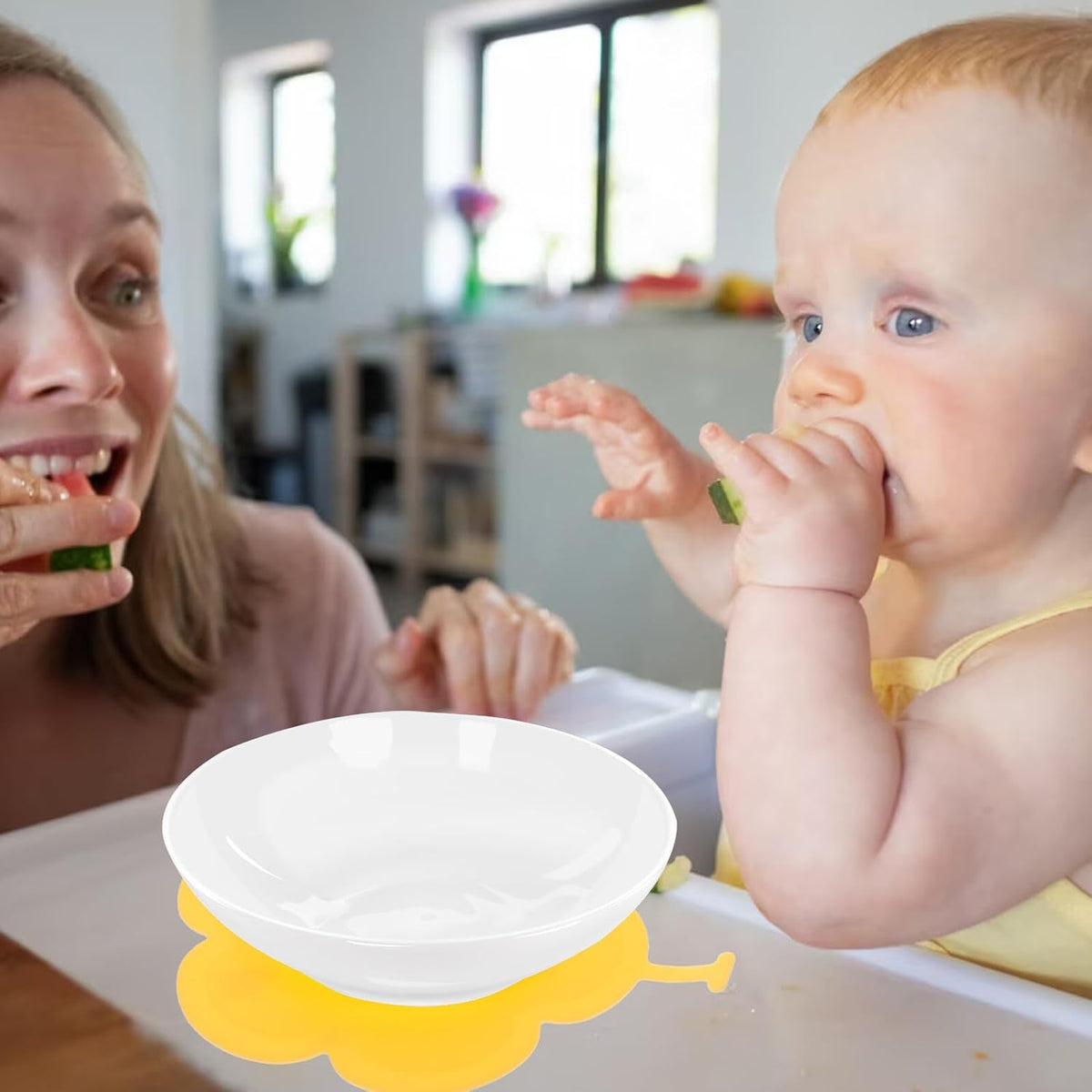 Anti-Slip Baby Bowl Mat Silicone Suction Pad for Feeding Yellow
