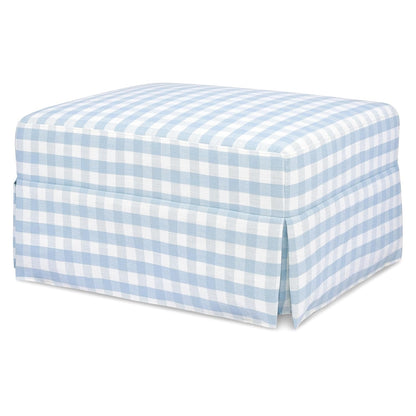 Crawford Gliding Ottoman in Blue Gingham, Greenguard Gold & CertiPUR-US Certified