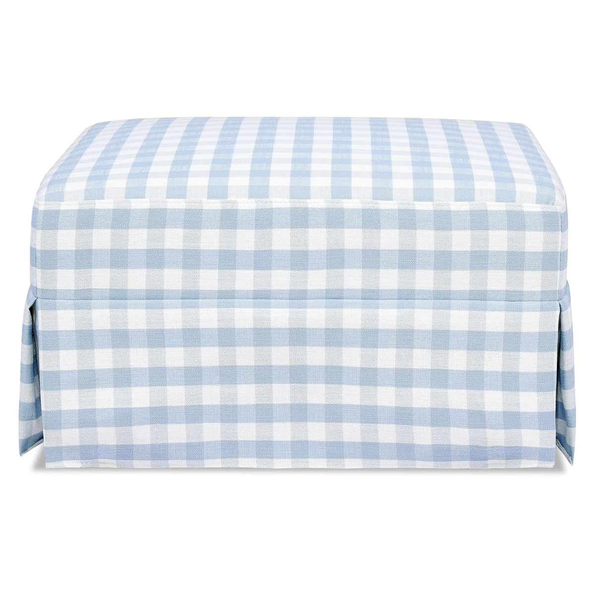 Crawford Gliding Ottoman in Blue Gingham, Greenguard Gold & CertiPUR-US Certified