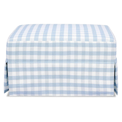 Crawford Gliding Ottoman in Blue Gingham, Greenguard Gold & CertiPUR-US Certified