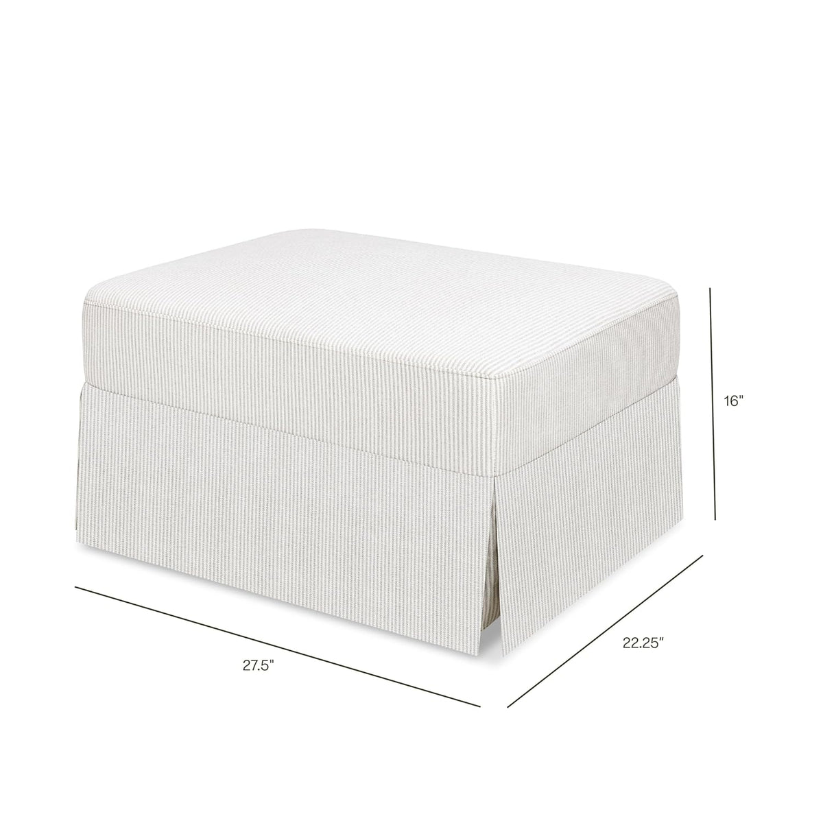 Crawford Gliding Ottoman in Blue Gingham, Greenguard Gold & CertiPUR-US Certified