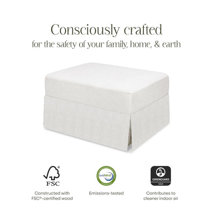 Crawford Gliding Ottoman in Blue Gingham, Greenguard Gold & CertiPUR-US Certified