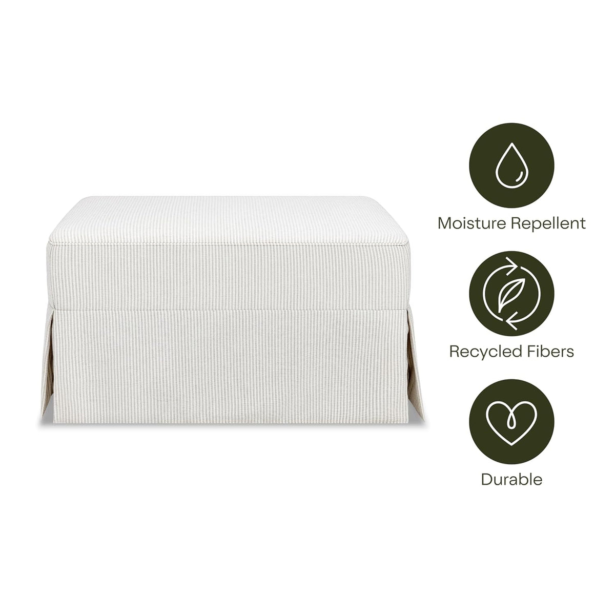 Crawford Gliding Ottoman in Blue Gingham, Greenguard Gold & CertiPUR-US Certified