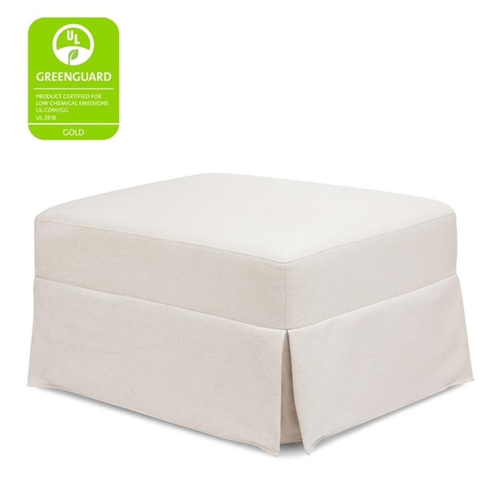 Crawford Gliding Ottoman in Blue Gingham, Greenguard Gold & CertiPUR-US Certified