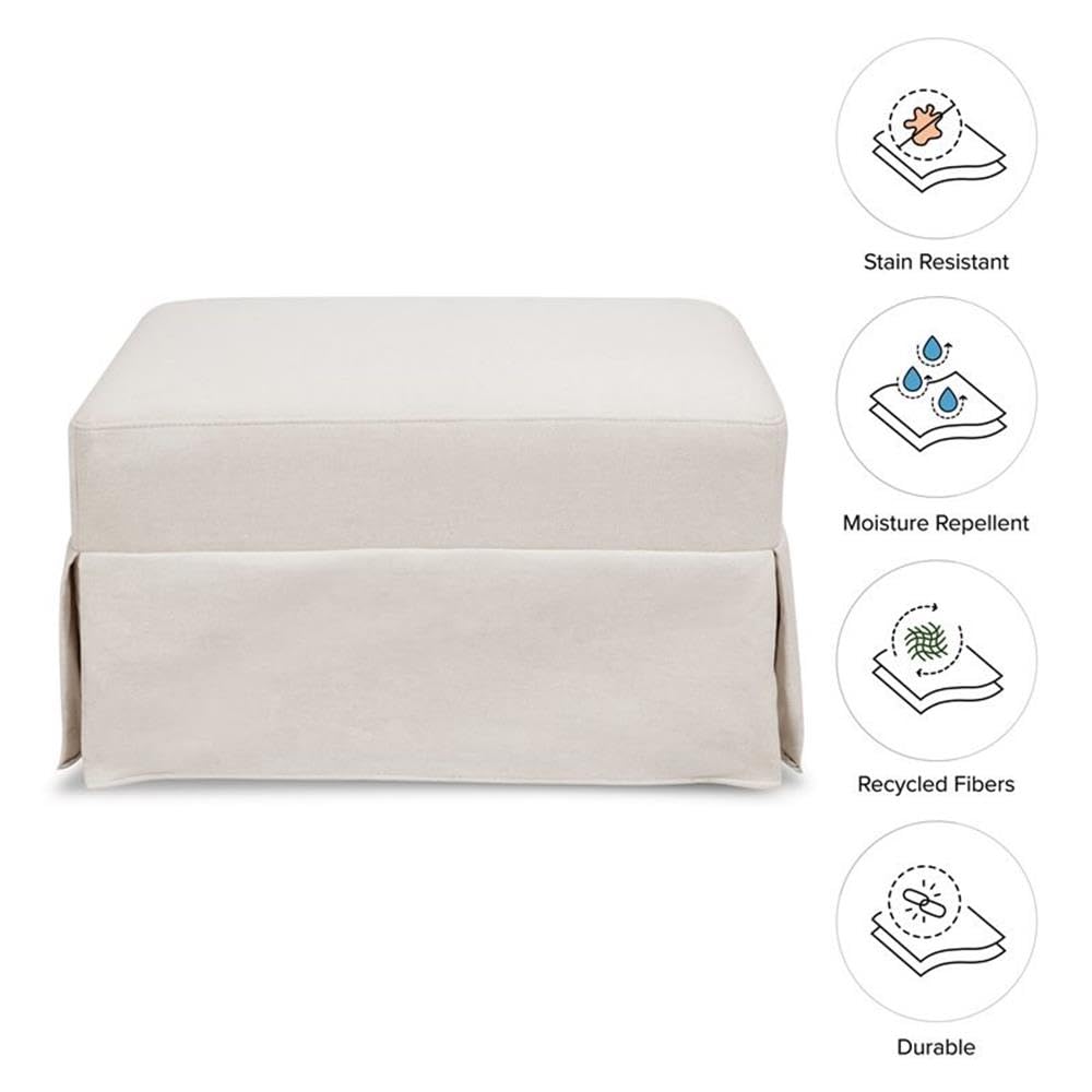 Crawford Gliding Ottoman in Blue Gingham, Greenguard Gold & CertiPUR-US Certified