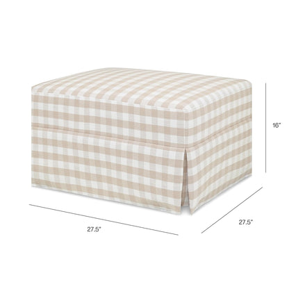 Crawford Gliding Ottoman in Blue Gingham, Greenguard Gold & CertiPUR-US Certified