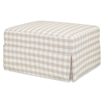 Crawford Gliding Ottoman in Blue Gingham, Greenguard Gold & CertiPUR-US Certified