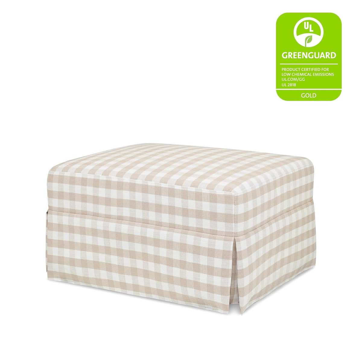 Crawford Gliding Ottoman in Blue Gingham, Greenguard Gold & CertiPUR-US Certified
