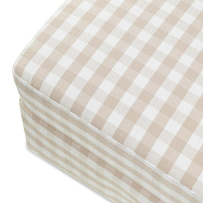 Crawford Gliding Ottoman in Blue Gingham, Greenguard Gold & CertiPUR-US Certified