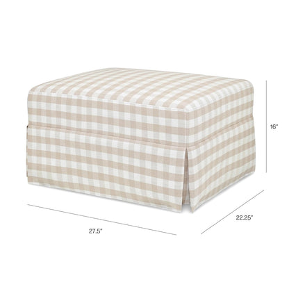 Crawford Gliding Ottoman in Blue Gingham, Greenguard Gold & CertiPUR-US Certified