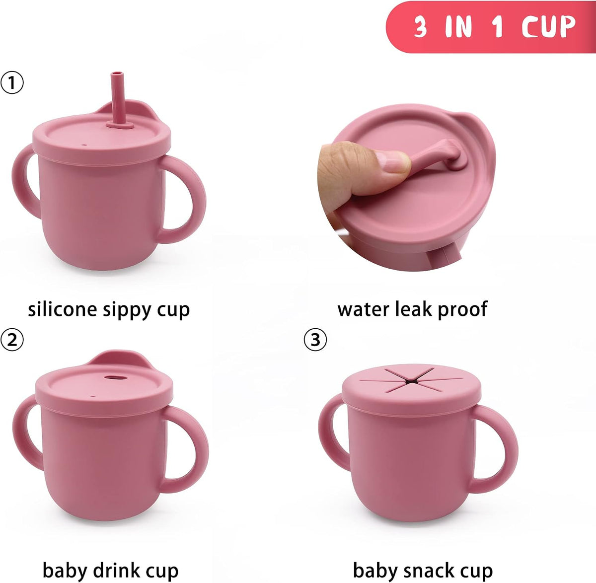 8 Piece| Feeding Set–|Bib, Suction Bowl, Sippy Cup, 2-in-1 Straw & Snack Cup Lid, Straw, Spoon & Fork