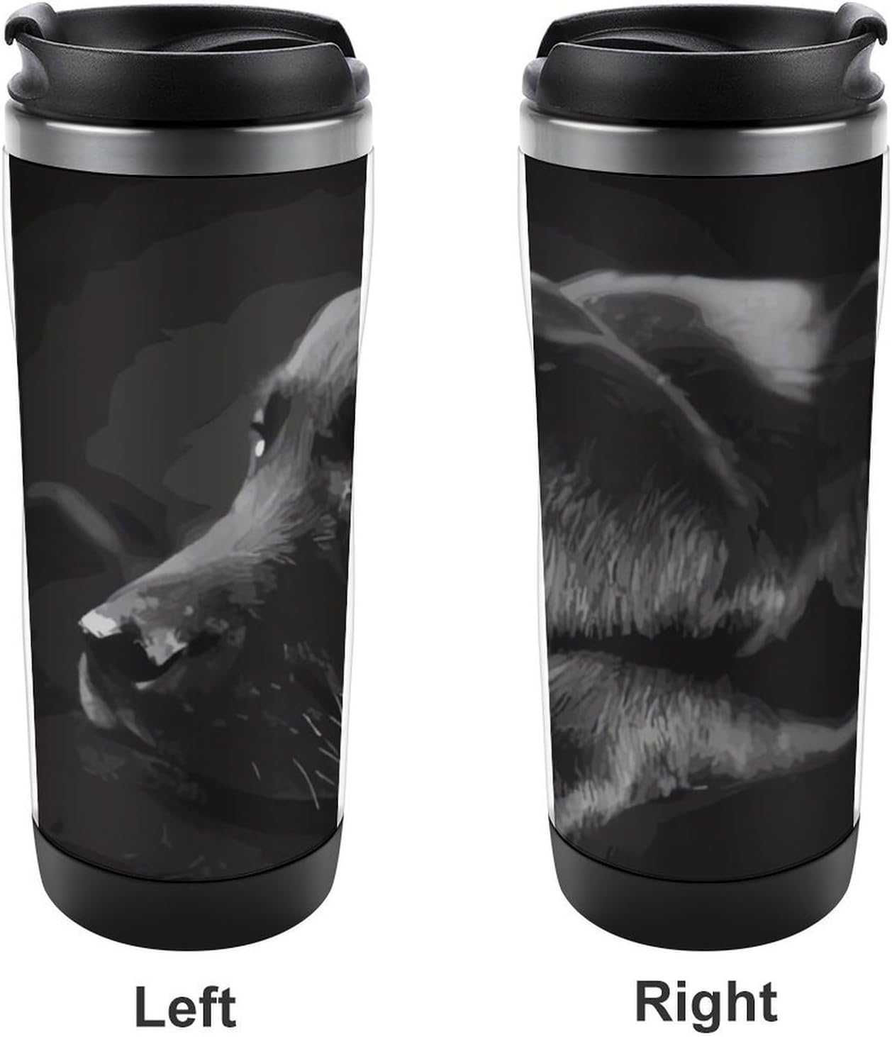 13oz Insulated Travel Coffee Mug Reusable Coffee Cup Water Bottle | Black Labrador Puppy Travel Mug with Leak Proof Lid Double Wall Stainless Steel Coffee Tumbler Personalized Gift