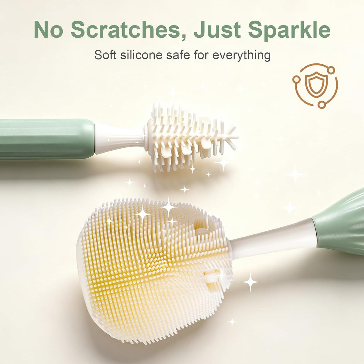 Baby Bottle Brush Set with Soap Dispenser, Foaming Brush & Drying Stand