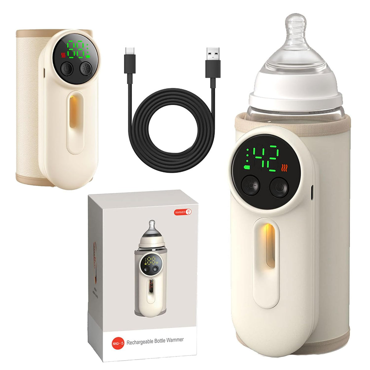 Portable Bottle Warmer for Travel,Battery-Powered with 6 Temperature Control