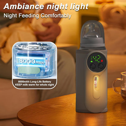 Portable Bottle Warmer for Travel,Battery-Powered with 6 Temperature Control