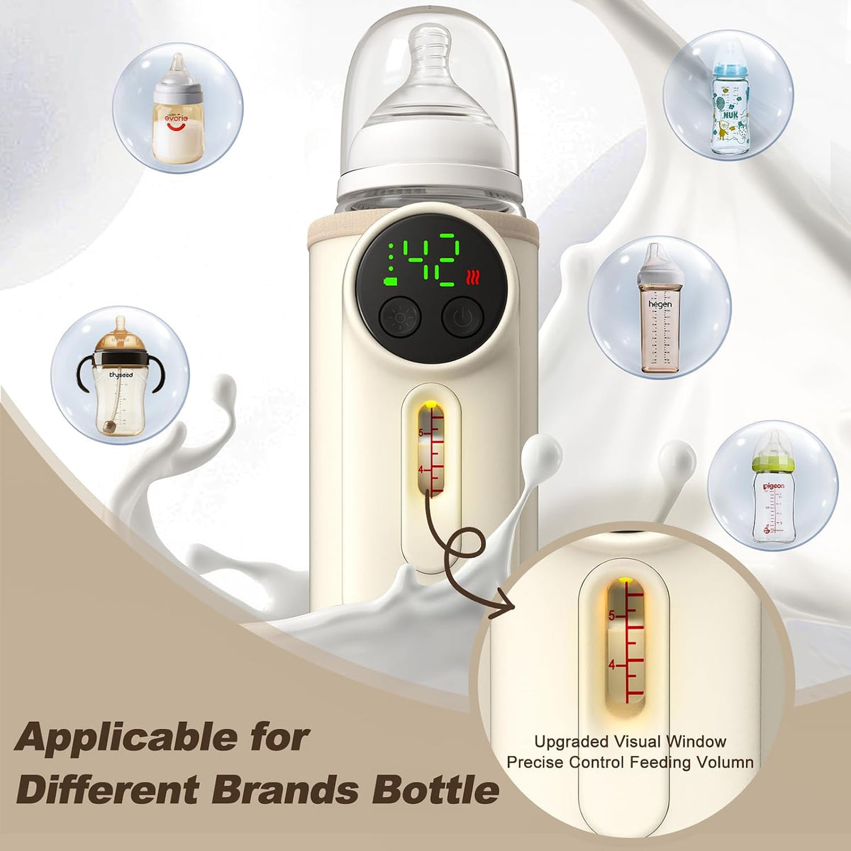 Portable Bottle Warmer for Travel,Battery-Powered with 6 Temperature Control