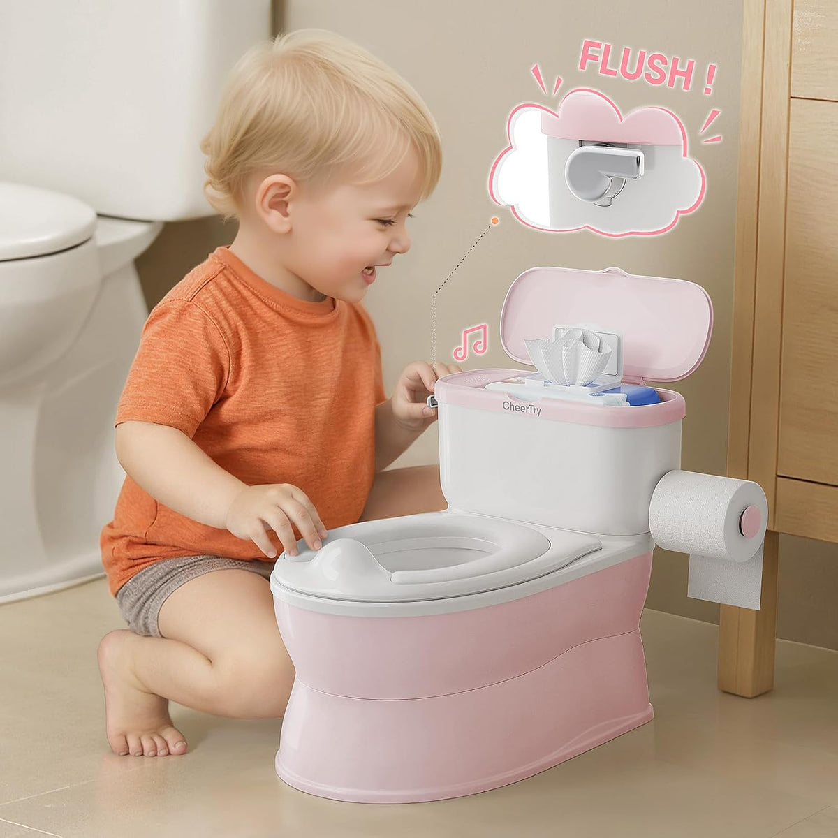 2-in-1 Toddler Potty Training Toilet with Detachable Training Seat