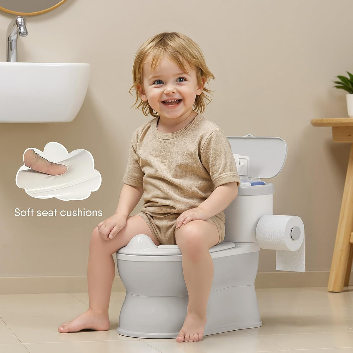 2-in-1 Toddler Potty Training Toilet with Detachable Training Seat