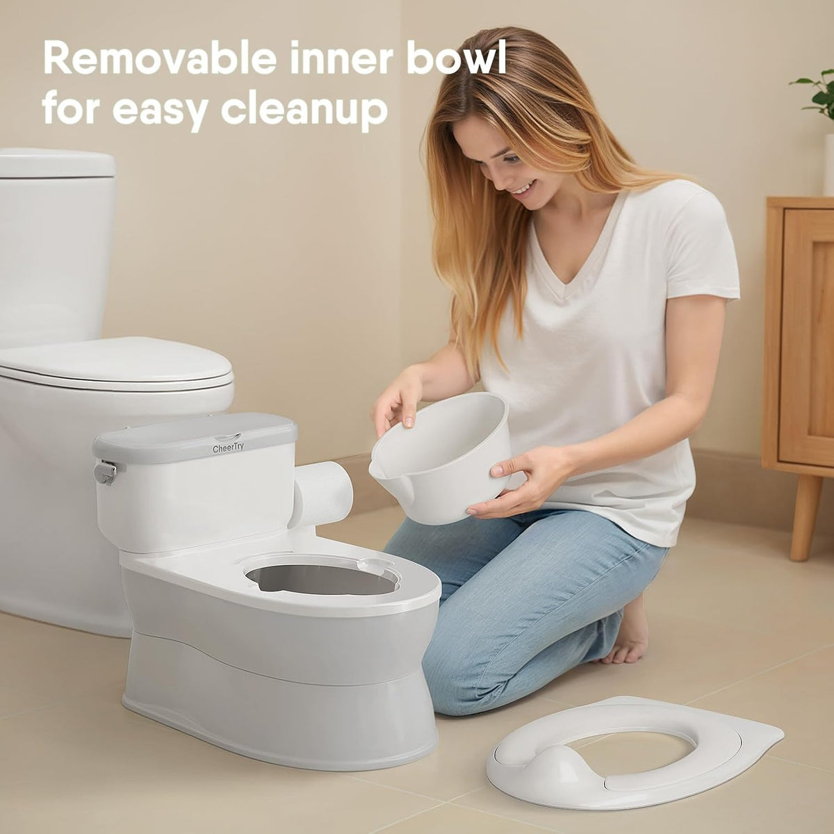 2-in-1 Toddler Potty Training Toilet with Detachable Training Seat