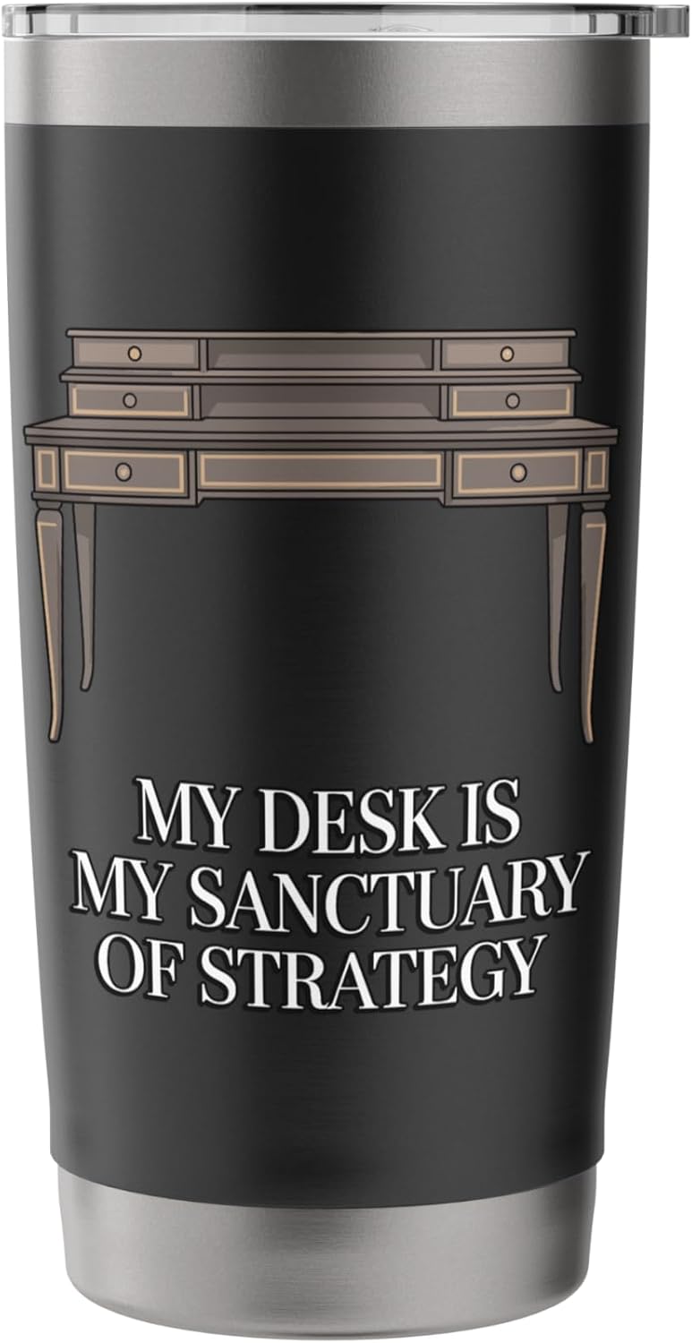 My Desk Is My Sanctuary Home Office Worker Stainless Steel Insulated Tumbler