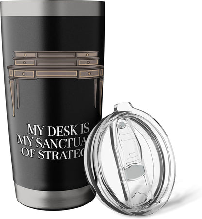 My Desk Is My Sanctuary Home Office Worker Stainless Steel Insulated Tumbler