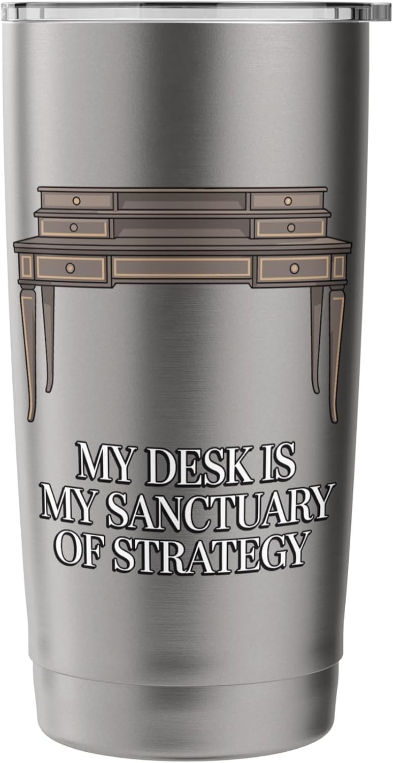 My Desk Is My Sanctuary Home Office Worker Stainless Steel Insulated Tumbler