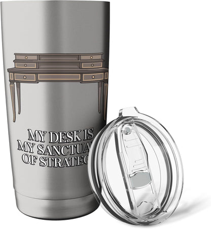 My Desk Is My Sanctuary Home Office Worker Stainless Steel Insulated Tumbler