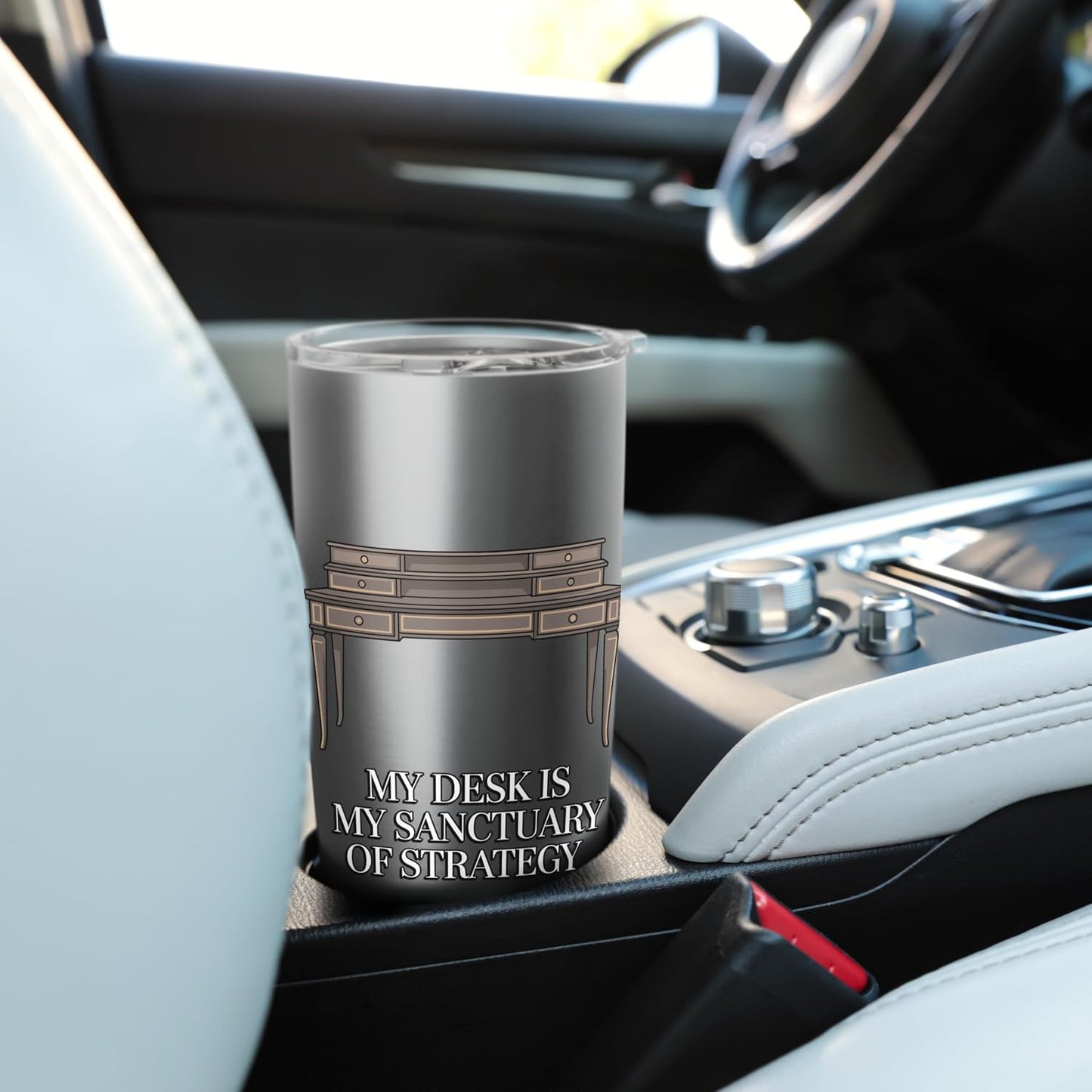 My Desk Is My Sanctuary Home Office Worker Stainless Steel Insulated Tumbler