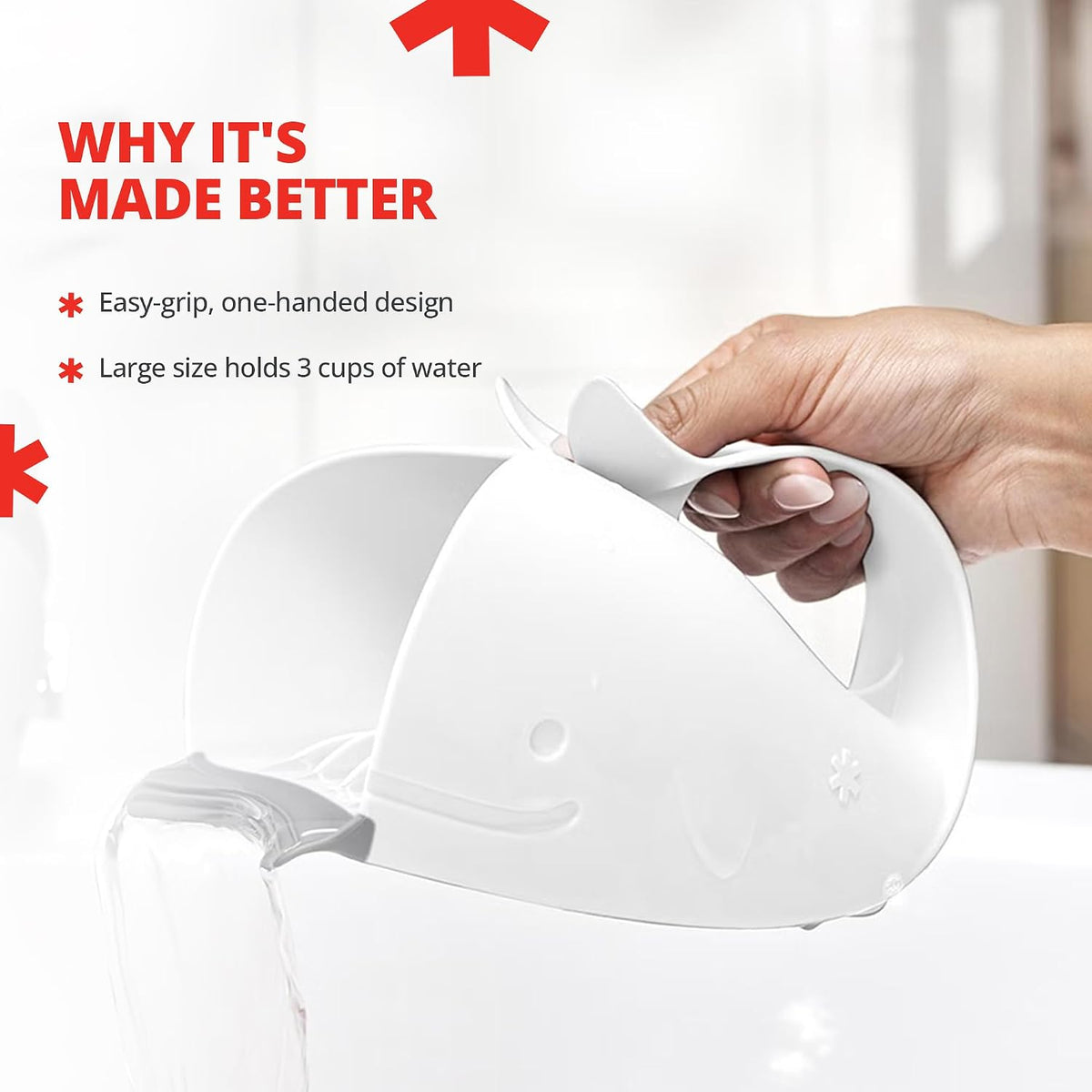 Baby Bath Rinse Cup MOBY Tear-Free Waterfall Rinser White Age 0+ (Pack of 12)