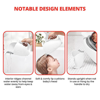 Baby Bath Rinse Cup MOBY Tear-Free Waterfall Rinser White Age 0+ (Pack of 12)