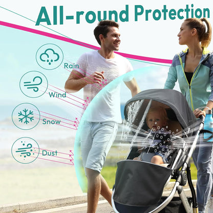 Performance Rain Shield, Rain Cover Fits for UPPAbaby Vista/Vista V2/Vista V3/Cruz/Cruz V2 Stroller, Protect from Wind/Rain/Snow/Dust, Air Vent Hole, Window with Zipper, Stroller Accessories