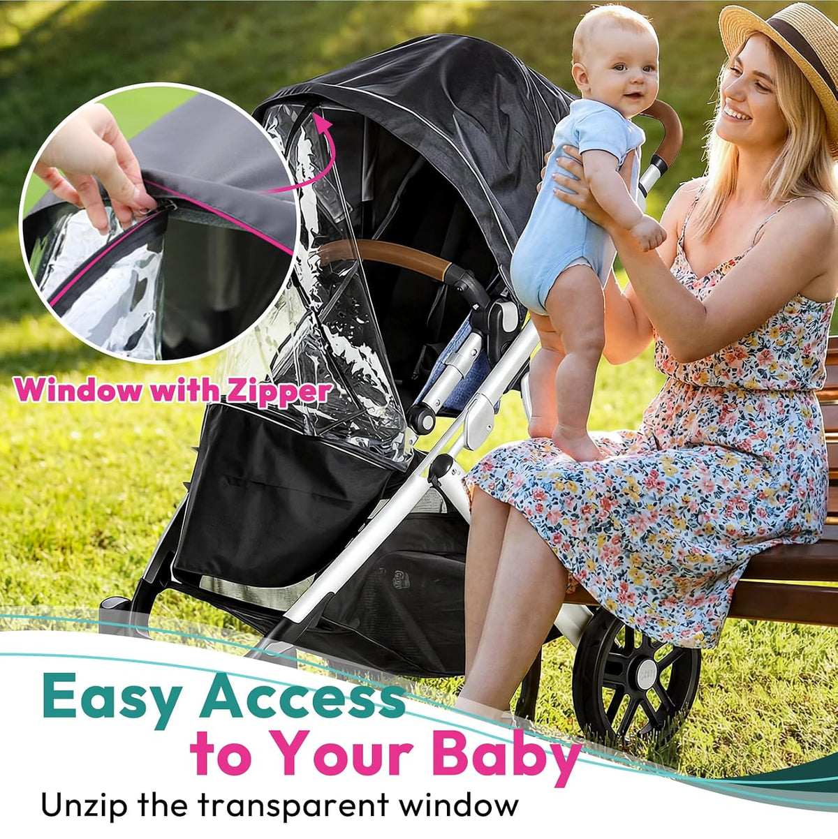 Performance Rain Shield, Rain Cover Fits for UPPAbaby Vista/Vista V2/Vista V3/Cruz/Cruz V2 Stroller, Protect from Wind/Rain/Snow/Dust, Air Vent Hole, Window with Zipper, Stroller Accessories