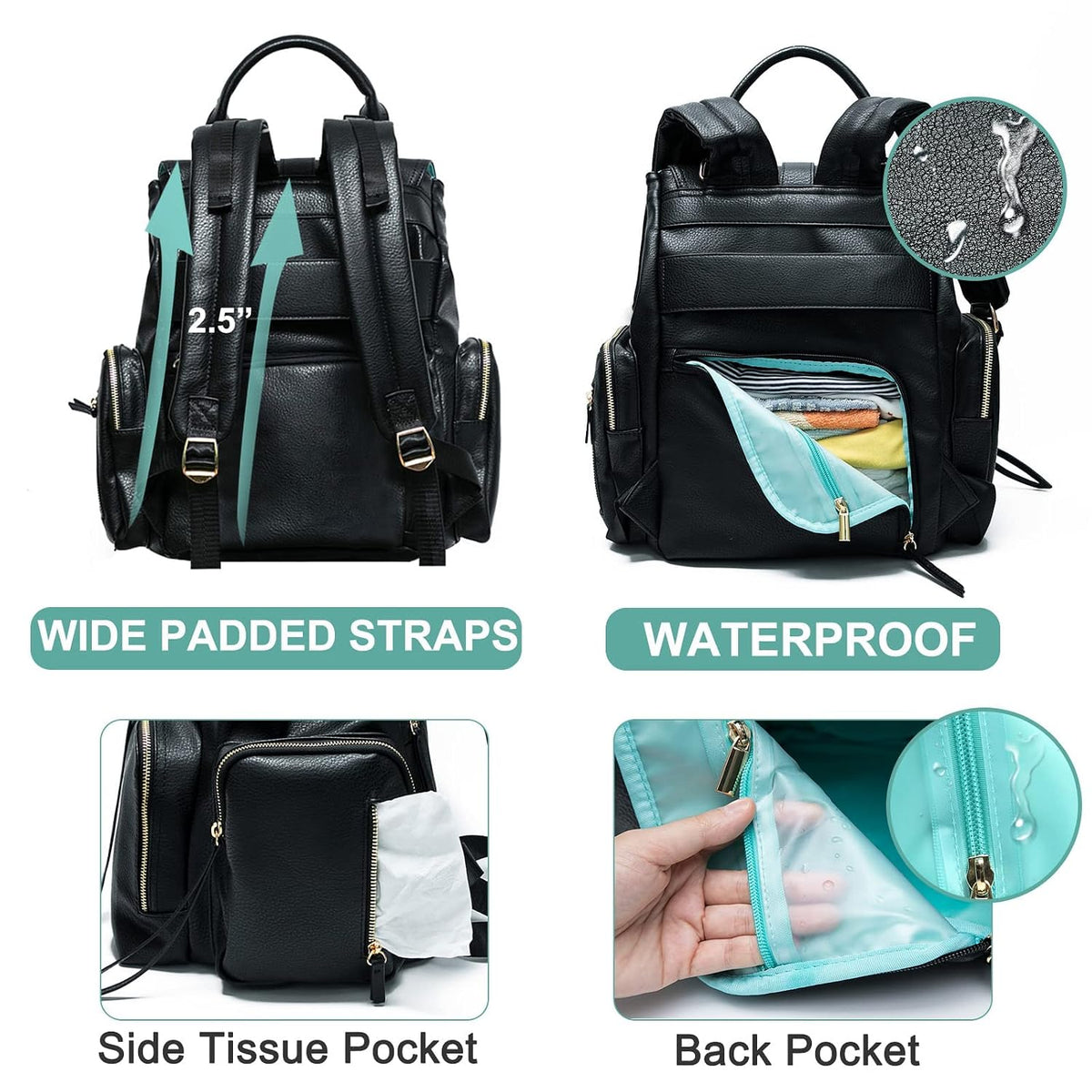 Diaper Bag Backpack Leather Baby Bag pañaleras para bebe