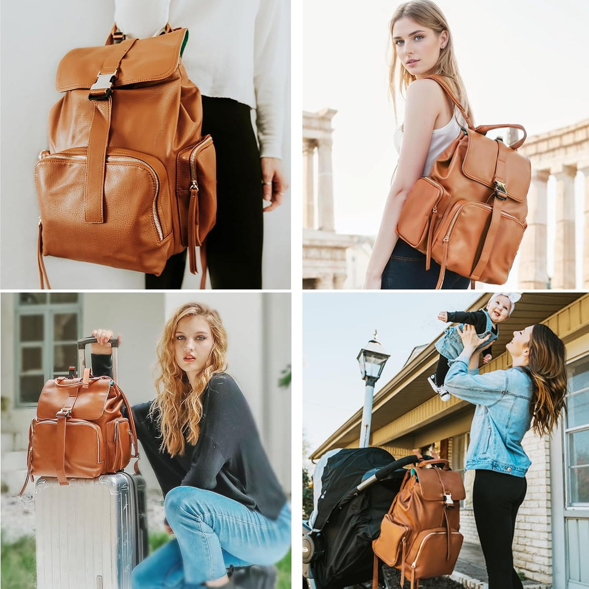 Diaper Bag Backpack Leather Baby Bag pañaleras para bebe