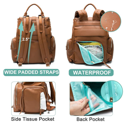 Diaper Bag Backpack Leather Baby Bag pañaleras para bebe