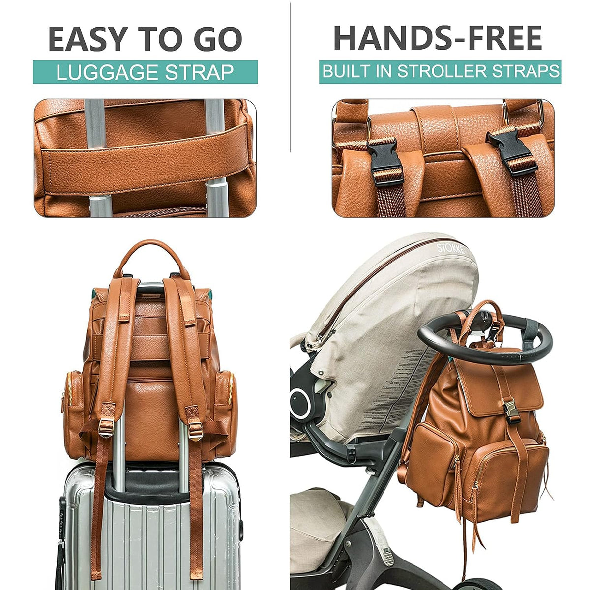 Diaper Bag Backpack Leather Baby Bag pañaleras para bebe