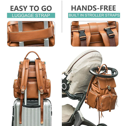 Diaper Bag Backpack Leather Baby Bag pañaleras para bebe