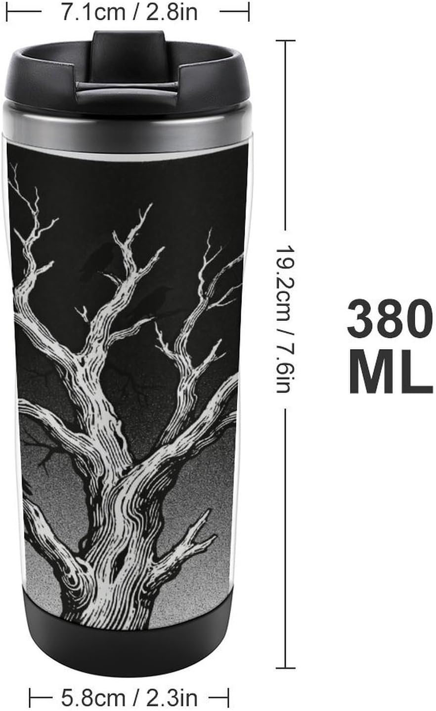 13oz Insulated Travel Coffee Mug Reusable Coffee Cup Water Bottle | Black - Dark Night Travel Mug with Leak Proof Lid Double Wall Stainless Steel Coffee Tumbler Personalized Gift