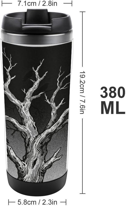 13oz Insulated Travel Coffee Mug Reusable Coffee Cup Water Bottle | Black - Dark Night Travel Mug with Leak Proof Lid Double Wall Stainless Steel Coffee Tumbler Personalized Gift