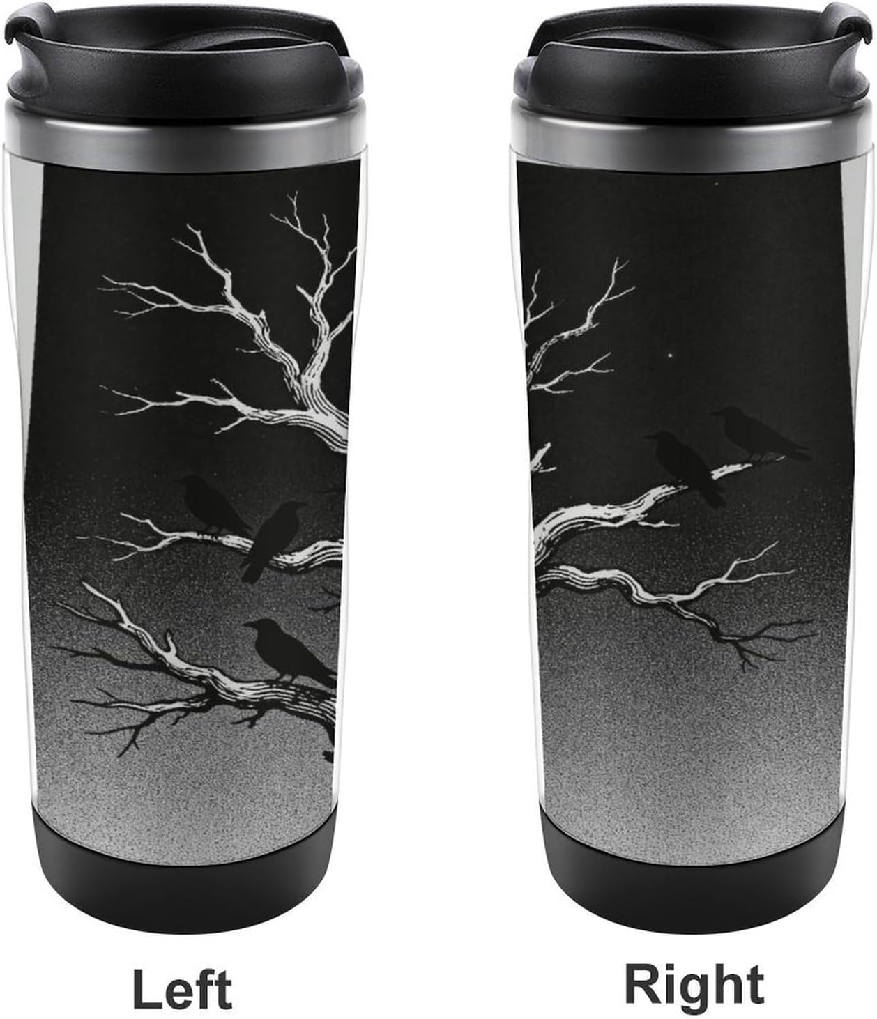 13oz Insulated Travel Coffee Mug Reusable Coffee Cup Water Bottle | Black - Dark Night Travel Mug with Leak Proof Lid Double Wall Stainless Steel Coffee Tumbler Personalized Gift