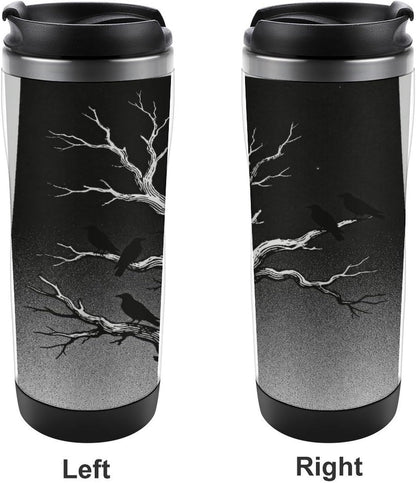 13oz Insulated Travel Coffee Mug Reusable Coffee Cup Water Bottle | Black - Dark Night Travel Mug with Leak Proof Lid Double Wall Stainless Steel Coffee Tumbler Personalized Gift