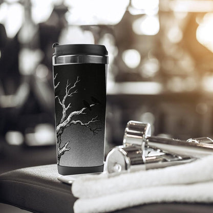 13oz Insulated Travel Coffee Mug Reusable Coffee Cup Water Bottle | Black - Dark Night Travel Mug with Leak Proof Lid Double Wall Stainless Steel Coffee Tumbler Personalized Gift