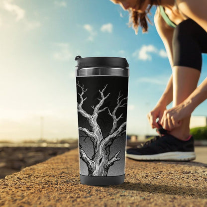 13oz Insulated Travel Coffee Mug Reusable Coffee Cup Water Bottle | Black - Dark Night Travel Mug with Leak Proof Lid Double Wall Stainless Steel Coffee Tumbler Personalized Gift