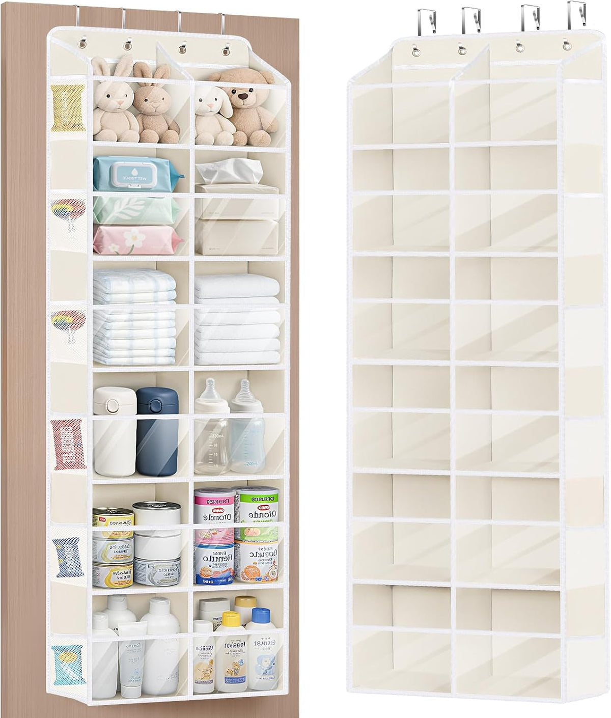 Over the Door Organizer, 6 Tiers Large Behind Door Storage, Grey
