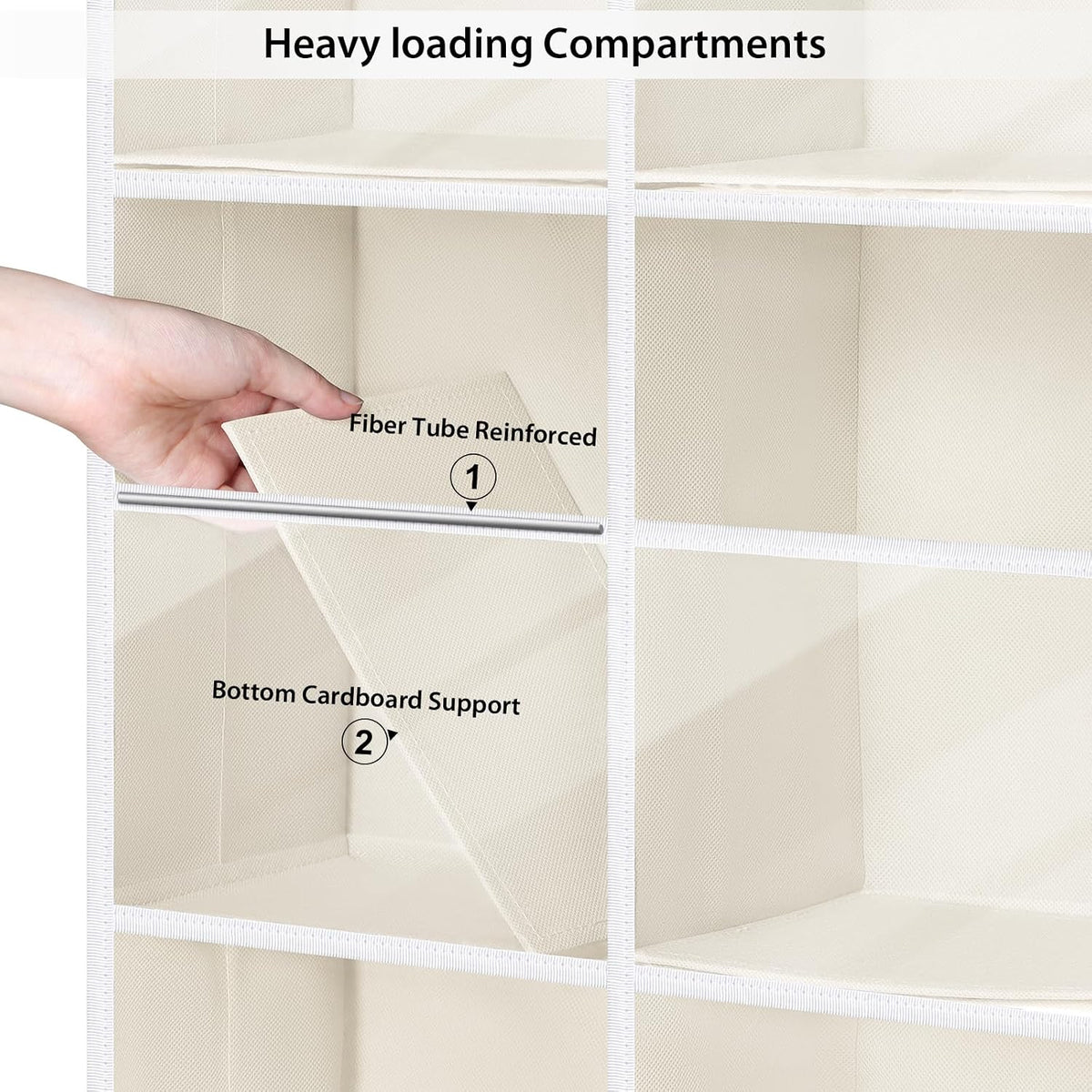 Over the Door Organizer, 6 Tiers Large Behind Door Storage, Grey