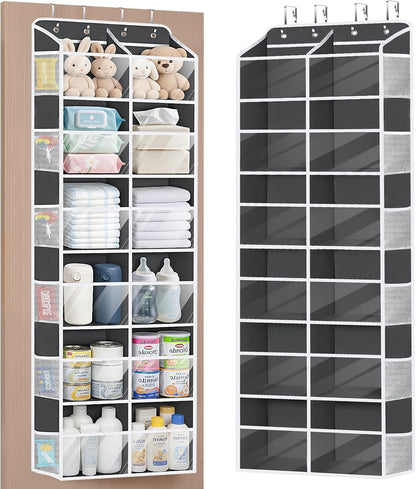 Over the Door Organizer, 6 Tiers Large Behind Door Storage, Grey
