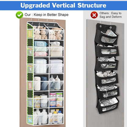 Over the Door Organizer, 6 Tiers Large Behind Door Storage, Grey