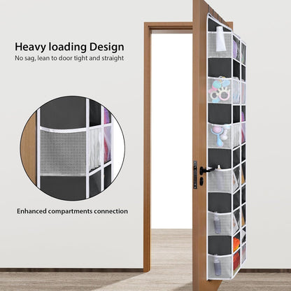 Over the Door Organizer, 6 Tiers Large Behind Door Storage, Grey