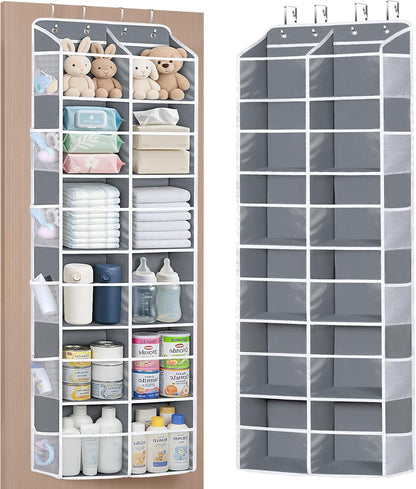 Over the Door Organizer, 6 Tiers Large Behind Door Storage, Grey